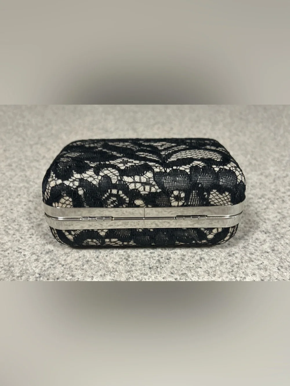 Black Floral Lace Hard-shell Evening Clutch